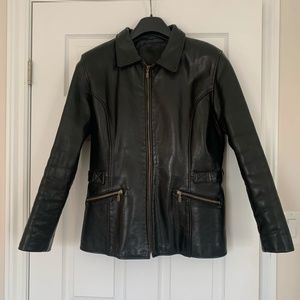 Black Leather Jacket -Cowhide -  Women's - Size L